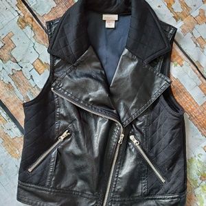 Black faux leather vest